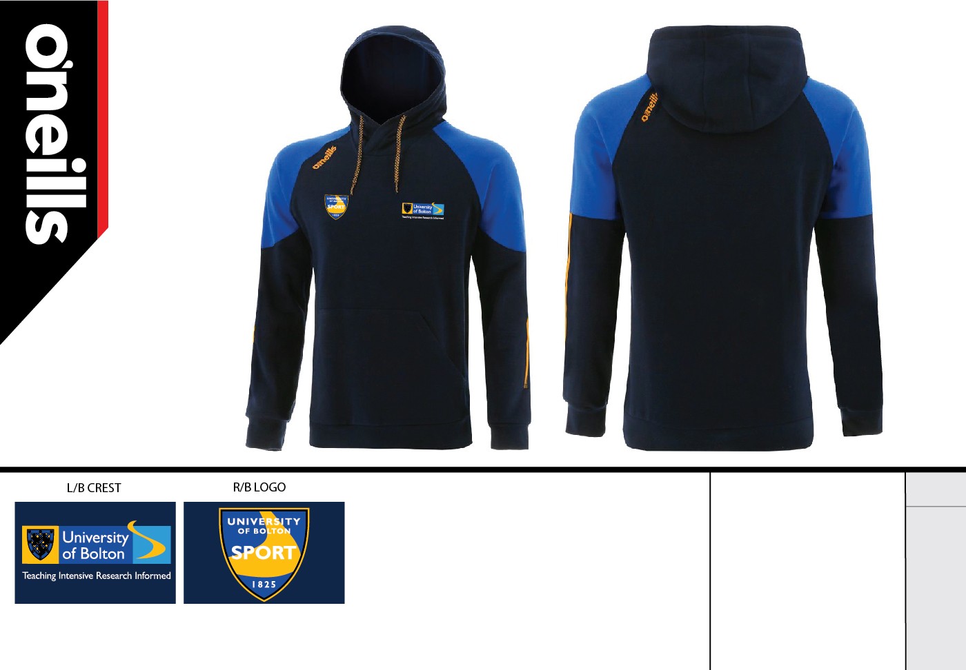 UoB Oslo Fleece Hoodie - Marine, Royal, Amber